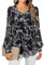 Gemulate Womens Chiffon Tops for Women UK Ladies Evening Top Plus Size Womens Dressy Top Long Blouses/Tops Sparkly Black Floral XXXL