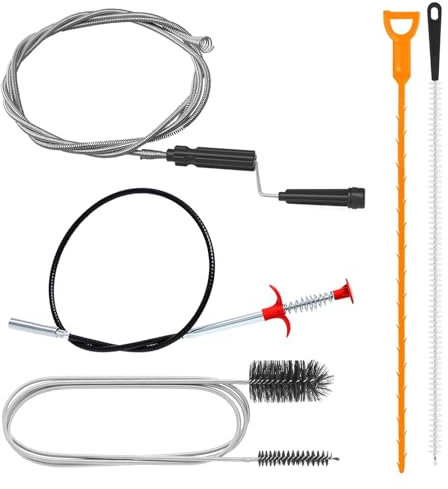 5 Pcs Flexible Grabber Tool, Drain Snake Toilet Unblocker Tools Hair Clog Remover, Drain Unblocker Tools with Claw, for Kitchen Sink Bathroom Toilet Drains Plumbing Unclogger Cleaner Cleaning Brush