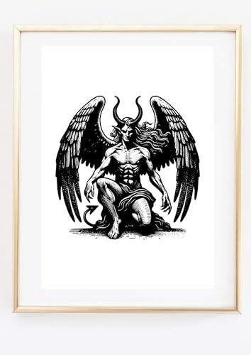 Din A4 Kunstdruck ohne Rahmen - Lucifer - Gefallener Engel - Mythologie Luzifer Teufel Satan 666 Okkultismus Gothic - Druck Poster Bild