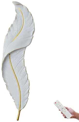 LOGT 26W LED Dimmbare Feder Wandleuchte mit Fernbedienung 3 Farben Kinderleuchten Weiße Feder Dekorative Wandlampe Moderne Kreative Wandleuchte für Schlafzimmer Wohnzimmer Kinderzimmer