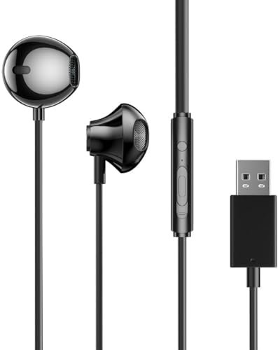 USB Auriculares intrauditivos con Micrófono y Control de Volumen, PC Auriculares Gaming, para computadora PC computadora portátil Conferencias Skype Chat