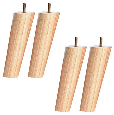 GXLSMSH Konische Möbelbeine aus Massivholz, M6, Möbelfüße aus Holz, für Sofa, Couch, TV-Ständer, Esstisch, Stuhl, 4er-Set, Holzfarbe, 30 cm