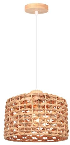 DLGLOLIN Suspension Luminaire en Paille Tissage Lustre Style Bohème Créations Déco Lampe Suspendue Plafonnier Vintage pour Cuisine Salle à Manger Salon