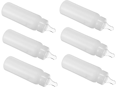 VICASKY 6pcs 250ml Lamb and Pig Feeding Bottles Animal Feeding Bottles White Plastic Milk Feeders for Small Pets and Livestock Nursery Use