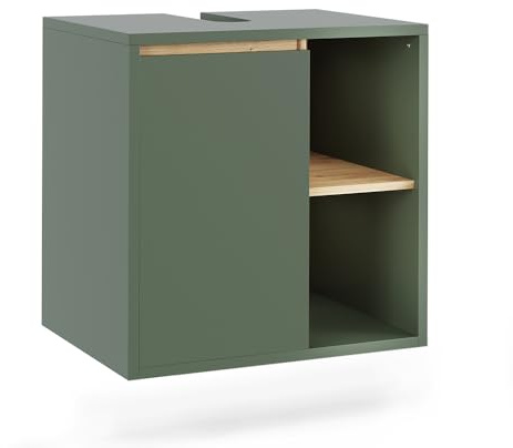 Vicco Mueble bajo Lavabo Viola, Verde/Artesano, 60 x 60 cm | con estantes abiertos, apto para montaje bajo lavabos estándar
