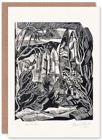 Artery8 Paul Nash Art Card Winter in Hampden Black White Landscape