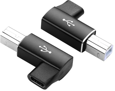 PNGKNYOCN 90 Degree USB C Female to USB B Male MIDI Converter,Support Data Sync Compatible with Printer, Scanner, Electric Piano, MIDI Keyboard (2-Pack)