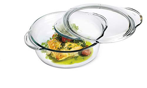 Simax Glassware SIMAX Schüssel mit Deckel, rund, hitzebeständig, 1,5 l, One Size, transparent