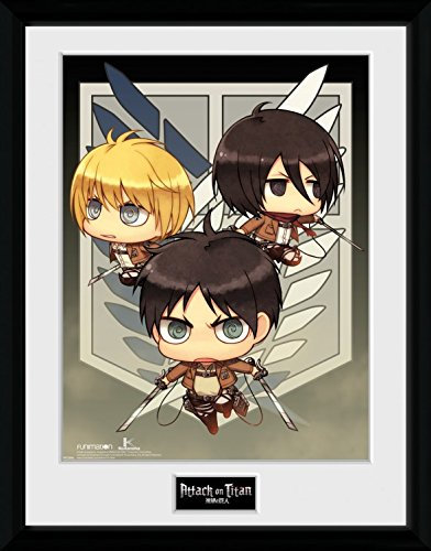 1art1 Angriff Auf Die Titanen Poster Season 2, Chibi Trio Gerahmtes Bild Für Fans Und Sammler | Wand-Bilder | Im Bilderrahmen 40x30 cm