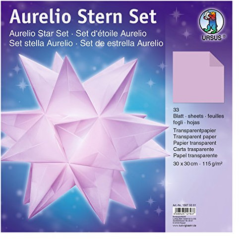 Ursus 15875061 - Faltblätter Aurelio Stern uni, lila, 33 Blatt, aus Transparentpapier 115 g/qm, ca. 30 x 30 cm, einseitig bedruckt, ideal als zeitlose, elegante Wohndekoration