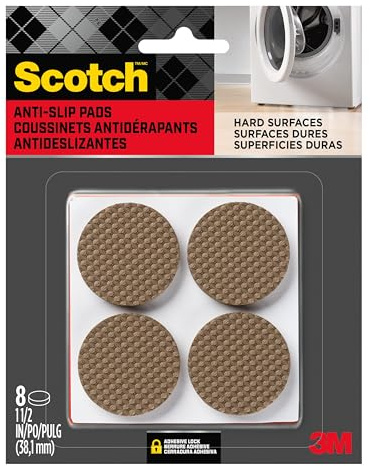 Scotch Gripping Pads, 8 Pcs, 1.5 inch Round Pads, Self-Adhesive, Stabilizes Appliances on Floors and Tabletops, Textured Pads Deliver Reliable Traction, Non-Slip Furniture Pads (SP940-NA)