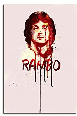 Paul Sinus Art Rambo 90x60cm Aquarell Art Wandbild auf Leinwand fertig gerahmt Original Unikat