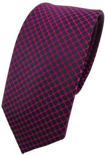 TigerTie - schmale Designer Krawatte in magenta fuchsia schwarz gemustert - Tie Binder