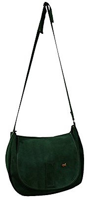 La Auténtica BAG3 - Bolso bandolera serraje afelpado verde botella