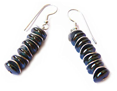 Hämatit Buttons Edelstein Ohrringe Ohrhänger mit Echtsilberplättchen 925er Echtsilber oder Chirurgenstahl Material Ohrstecker aus Chirurgenstahl