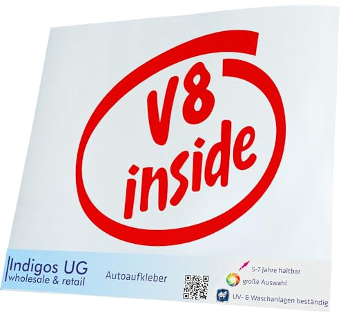 Indigos UG - Adesivo - Nuovo - JDM - Die Cut - V8 Inside - 110 x 100 mm