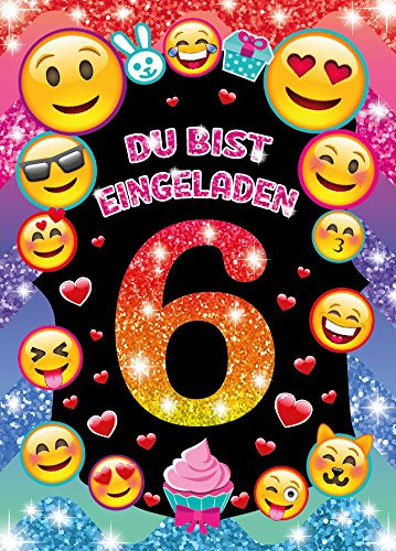 JuNa-Experten 12 Einladungskarten zum 6. Kindergeburtstag für Mädchen/Einladung sechste Geburtstag/Einladungen zum Geburtstag/Kartenset für Kindergeburtstag/glitzer