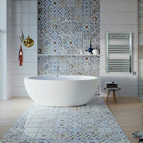 Valdern Prefilled Electric Heated Chrome Towel Rail Warmer Bathroom Radiator (500 mm (W) x 800 mm (H) - 150Watt)