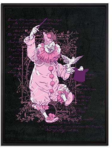 Pixxprint Clown Black Leinwandbild 80x60 cm im Bilderahmen, Wandbild, Schattenfugenrahmen, Kein Poster