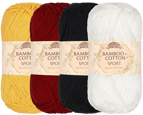 JubileeYarn Bamboo Cotton Sport Yarn - 50g/Skein - Shades of Contrast - 4 Skeins