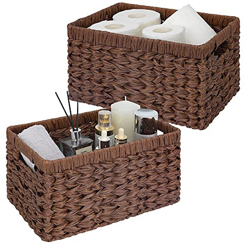 GRANNY SAYS Aufbewahrungskorb, 2er-Pack Körbe, großer Korb geflochten, Flechtkorb für Badezimmer, braun Korb für Regal, wasserdicht Körbchen geflochten, Regalkörbe mit Griffen, schöner Baskets