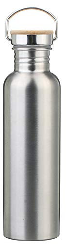 U/D Bouteille d'eau portable en acier inoxydable avec couvercle en bambou - Bouteille de sport anti-fuite - 1000 ml - Sans BPA