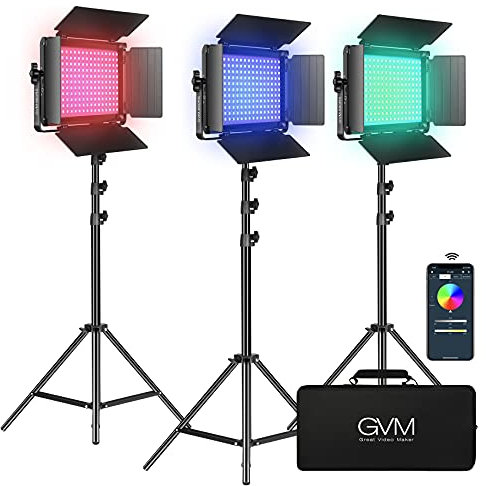 GVM LED Videolicht Mit Stativ, APP-Steuerung Fotografie Dauerlicht RGB, 50W 3200K-5600K Studiolicht für Film Video YouTube Studio, Videoaufnahmen, Streaming, Konferenz, Fotolicht