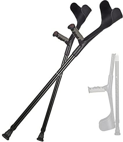 STXMY Unterarmgehhilfe, Schwarz/Silber Leichte Faltkrücke mit Rutschfestem Griff für Männer/Frauen, bis 150 kg Belastbar, 1 Paar