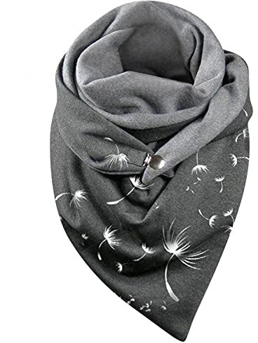 Kanpola Damen Schal Winter Dreieckschal Großen Vintage Drucken Halstuch Warmer Winterschal mit Knopf Weich Scarf Elegant Schultertuch Herbstschal