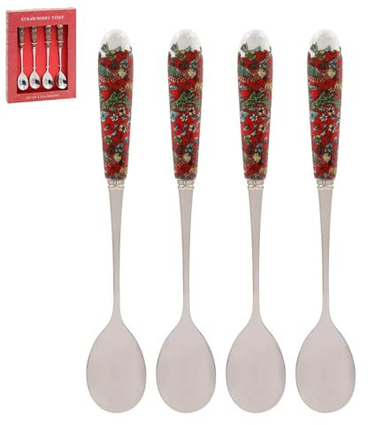 The Leonardo Collection LP95117 Lot de 4 cuillères à manche en céramique Motif voleur de fraise Rouge