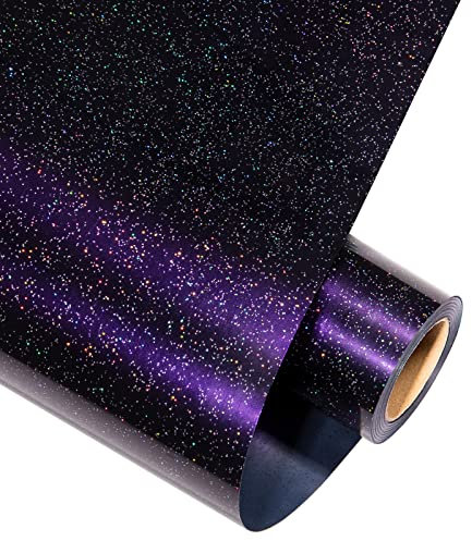 VINYL FROG Glitter Heat Transfer Vinyl Chameleon HTV Vinyl Roll 30.5 x 155cm Black Heat Press Vinyl Iron on Sparkle Vinyl for T-shirt or Other Fabric
