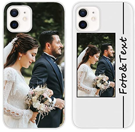Yoedge Personalisierte Handyhülle für Apple iPhone 12/ iPhone 12 Pro Hülle Personalisiert 6,1, Weiß Schutzhülle mit Eigenem Foto Bedrucken Bild Text Individuelle, Selbst Gestalten Hülle für iPhone12
