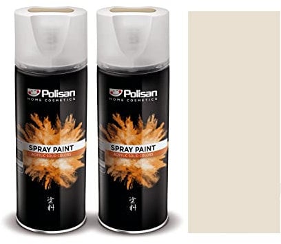 Polisan Spray Paint | Cream | Perfect for Radiator, Plastic, Fabric, Metal, Wood, Bike, Marking | 2 x 400ml | RAL 9001 | Double Pack