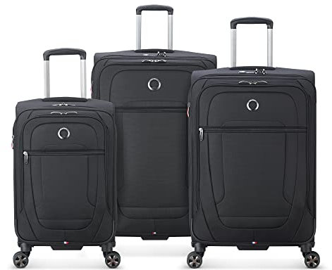 DELSEY PARIS Helium DLX Softside Erweiterbares Gepäck mit Spinner-Rädern, Schwarz, 3-Piece Set (20/25/29)