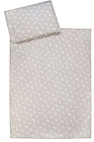 Home4You Baby-Bettwäsche - Taupe - Weiß - Bio-Baumwolle - 100 x 135 cm - mit Reißverschluss