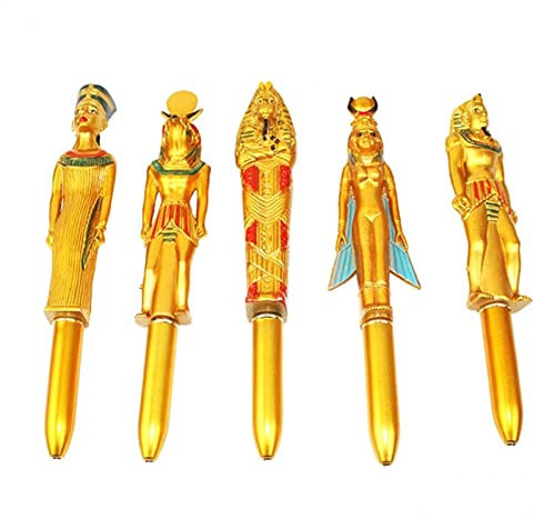 5pcs Ball Point Pen Ägyptischer Pharao Kugelschreien Gold Schreibstift Blue Ink Stift Für Schulbüroversorgung
