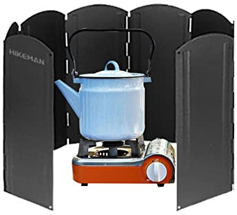 LOSOO Windschutz Für Gaskocher/Campingkocher, 8 Lamellen Aus Galvanisiertes Eisen, Faltbarer Windschutzscheibe Für Outdoor Grill,Öfen,Gaskochern