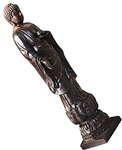 Artibetter Goldene Kröte Ornament Desktop-Dekor Outdoor-Dekor Vintage-Dekor Stehende Buddha-Statue Antike Buddha-Figuinre Lachende Buddha-Figur Holz-Buddha-Figur Kleine Buddha-Statue