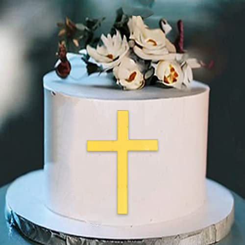 ENYACOS Kreuz tortendeko kommunion cake topper taufe gold tortendeko konfirmation cake topper acryl erstkommunion für mädchen und junge kommunion dekoration (A)