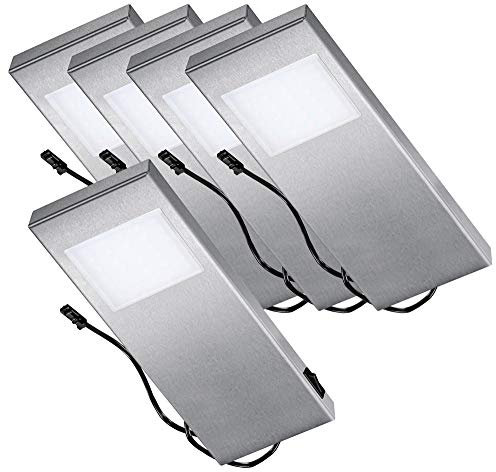 Thebo LED 95 Tadeo 4 EDELSTAHL - SET 5 inkl. Leuchte mit Hauptschalter/Unterbauleuchten/Oberschrankleuchten