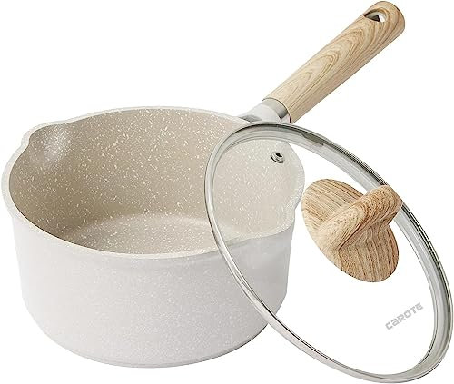 CAROTE Ollas Induccion con Tapa, Sartenes Antiadherentes para Inducción, Cocinas de Gas y Eléctricas, Cacerolas Pequeña con Boquilla de Vertido (20cm/2,4 L)