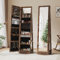 Dripex Rustic Brown Jewelry Organiser Mirror Wardrobe, 360° Swivel Jewelry Storage Wardrobe, Lockable, 3 in 1 Free Standing Mirror with Storage Shelves