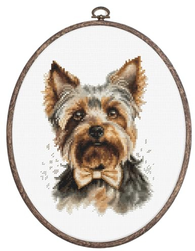 Luca-S Kreuzstich Stickpackung mit Stickrahmen The Yorkshire Terrier Zählmuster