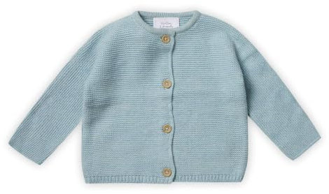 Stellou & friends Cardigan per neonati e bambini con bottoni effetto legno, abbigliamento di alta qualità in 100% cotone, perfetto per autunno e inverno, certificato Oeko-TEX, Verde pistacchio, 62/68