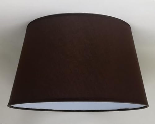 30 cm Lampenschirm, Baumwollstoff mit weißer PVC-Rückseite, handgefertigtes Produkt, für Tischlampe, Stehlampe (Braun)