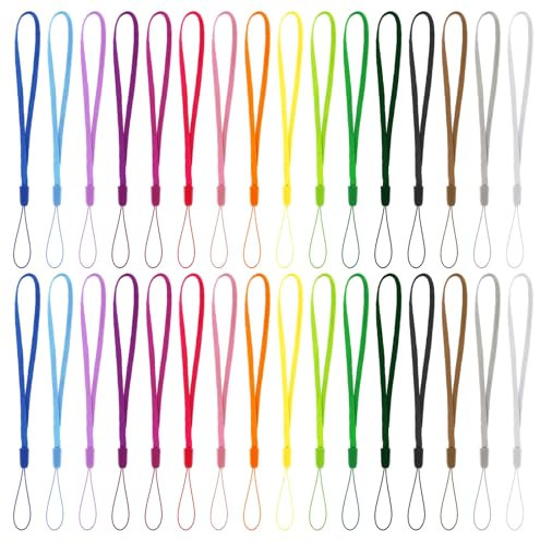 Bremorou 32 Stück Handschlaufe Handy Handschlaufe Schlüsselband Kurz Buntes Nylon Handschlaufe Lanyard Stringphone Für USB-Sticks, Schlüssel, Telefone, Schlüsselanhänger, Ausweise, Namensschilder