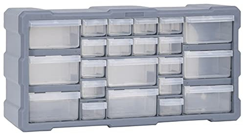 Gecheer Multi Schubladen Organizer mit 22 Schubladen Sortimentskasten Kleinteilemagazin Aufbewahrungseinheit Werkzeugschrank Bastelbox Werkzeug-Organizer Sortierkasten Sortimentskoffer 49x16x25,5 cm