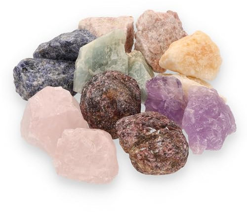 Wassersteine „Chakra“ Mischung | Edelsteinwasser Set | 100% naturbelassene Rohsteine | 7 beliebten Chakra Heilsteinen | Lebensquelle Plus