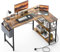 Yornoli L Shaped Computer Desk with Power Outlet, 118CM Corner Office Desk for Small Spaces with Storage Shelves, Study Work Writing Table for Home Office Bedroom, Rustic Brown