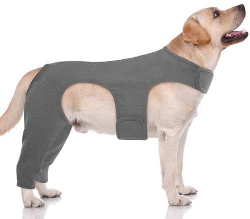 Hjyokuso Hundebody Nach Op Mit Bein, Wundschutzanzüge, Hinterbeinschutz, Anti-Wundlecken Body, E-Kragen Alternative, Schenkelschutz Bodysuit